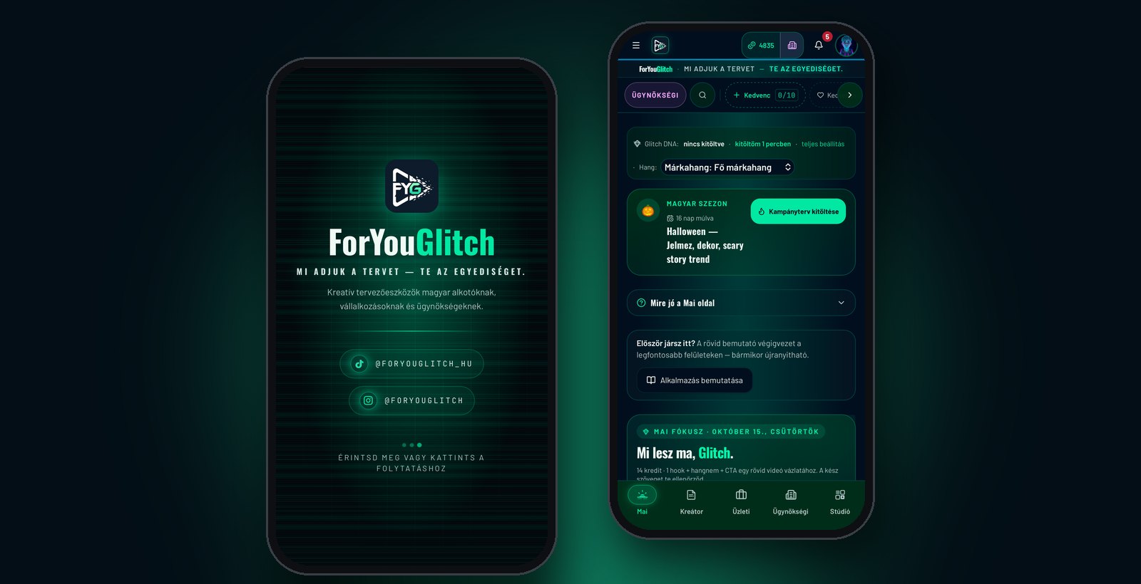 ForYouGlitch – AI kreatív tervezőeszköz mobilon